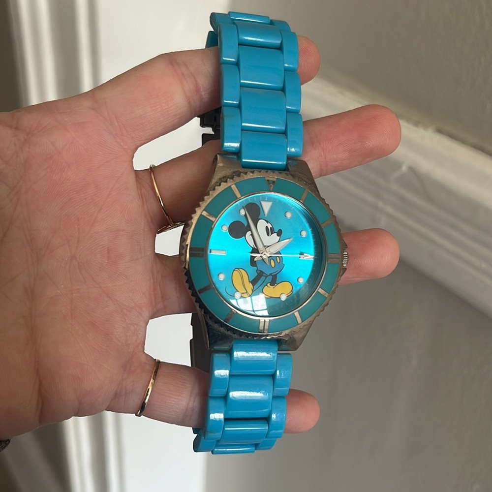 Small Blue/Teal Acrylic Band Mickey Mouse Watch